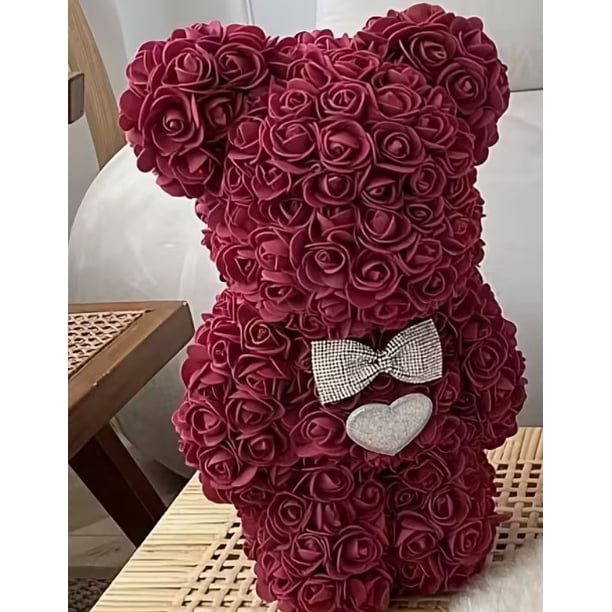 1 pieza de oso de flor eterna for Navidad, día de San Valentín chino y regalo del día de San Valentín, oso rosa de simulación de espuma eterna