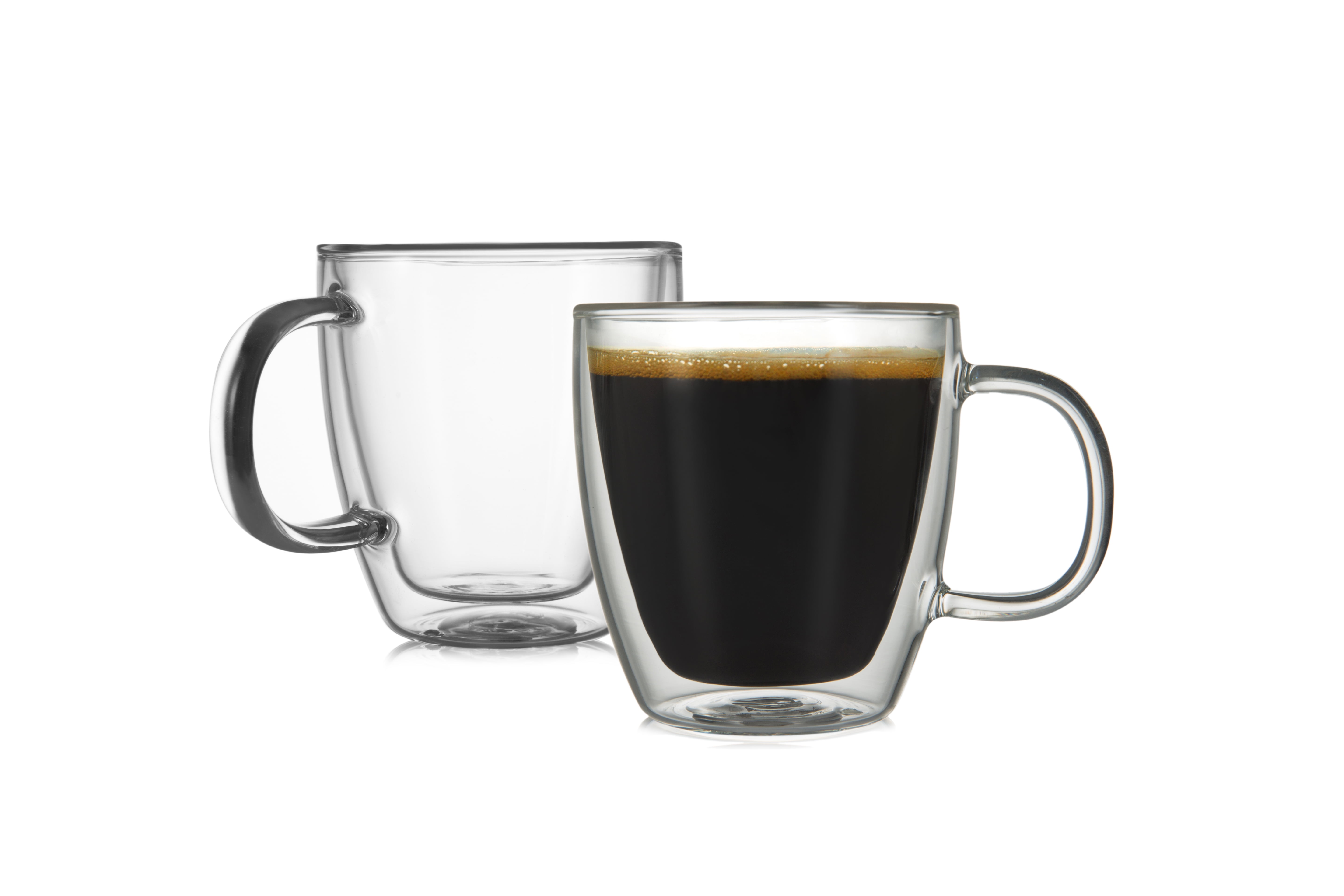 Double Wall Glass Coffee Mugs With Handle, Double Wall Cappuccino Cup,,  Espresso Coffee Tea Cup, Clear Glass With Handle - Temu