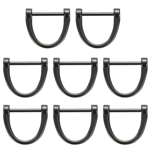 Uxcell 8 Pcs D-Rings Screw in Shackle Horseshoe 1 Inch Metal U Shape D Ring for Purse Bags DIY Crafts Keychains Accessories, Black