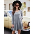 thumbnail image 4 of GymChoice Women Casual Long Sleeve Dress,V Neck Tiered Dresses Long Sleeve Casual Ruffle Babydoll Dress with Pockets, 4 of 7