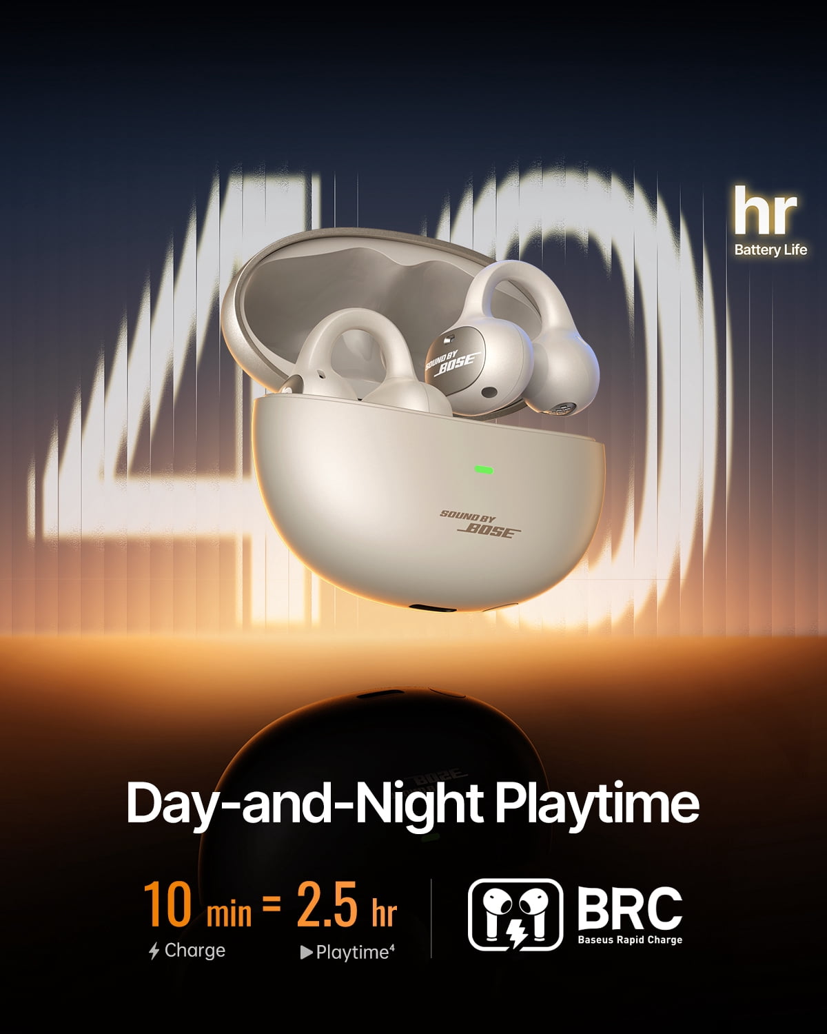 Baseus Inspire XC1 Open-Ear Clip Earbuds, Dolby Audio, IP66 Waterproof, 40H Battery Life for Running, Workouts & Clear Calls, Beige
