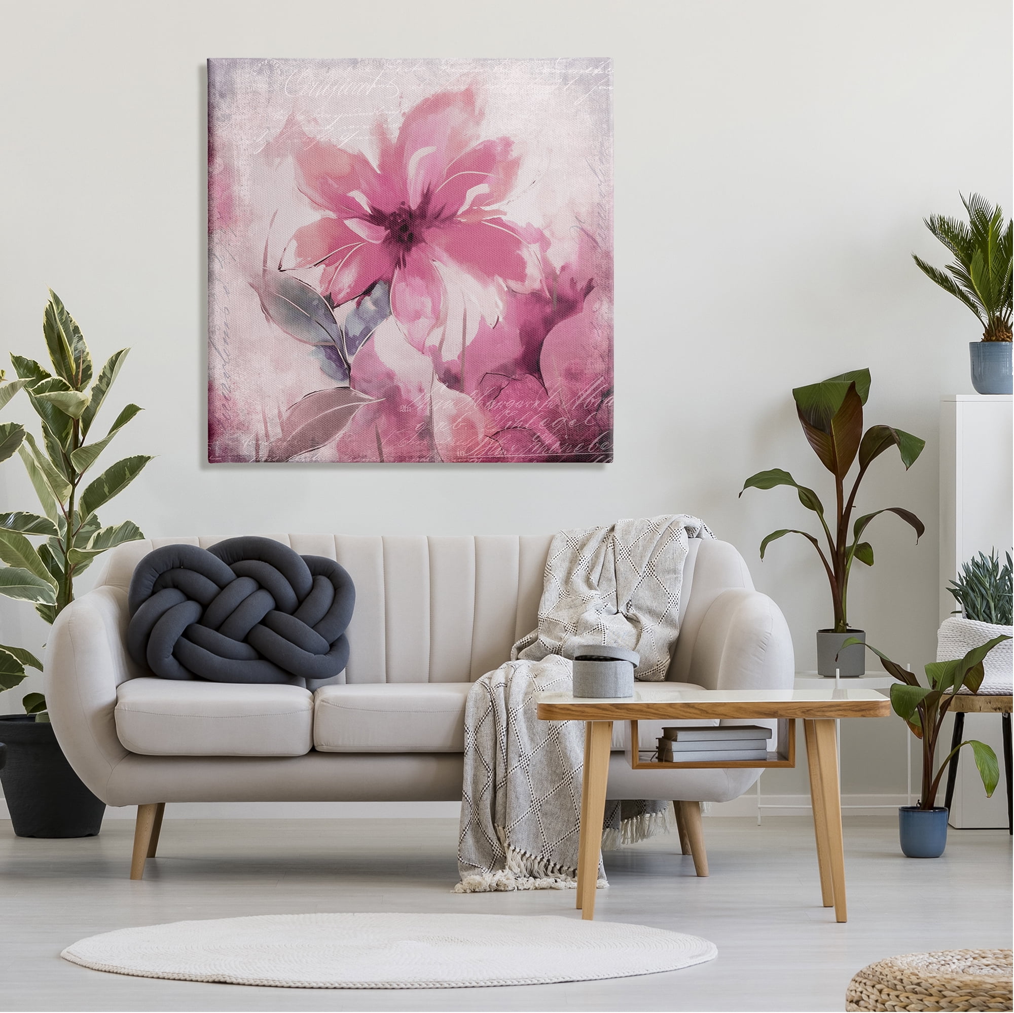 Stupell Industries Vintage Pink Florals Botanical & Floral Painting Gallery Wrapped Canvas Art Print Wall Art, 36 x 36