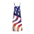 thumbnail image 5 of Jophufed 4Th of July Independence Day American Flag Maxi Dress,Women Fashion Sling Mid-waist V-neck Sleeveless Stripe Printing Slim Beach Long Dress, 5 of 5