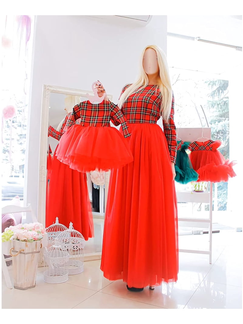 christmas dress matching Louist Mommy and Me Outfits Mother Daughter Long Sleeve Plaid New Year Clothes Matching Dress