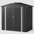 thumbnail image 3 of Outdoor Storage Shed 6 x 4 FT, Lofka Galvanized Metal Garden Shed with Double Lockable Doors, Outdoor Shed for Backyard Patio Lawn, Gray, 3 of 10