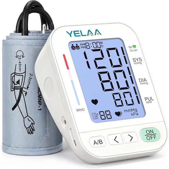 YELAA Blood Pressure Monitors for Home Use Automatic BP Machine White