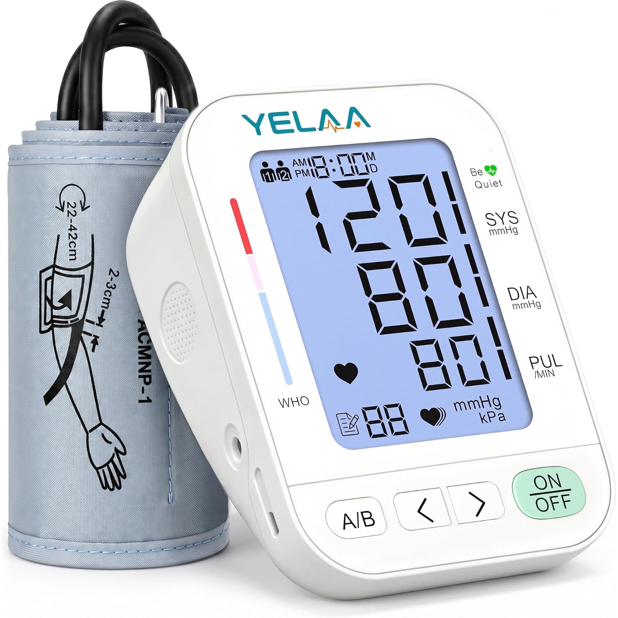 YELAA Blood Pressure Monitors for Home Use Automatic BP Machine White