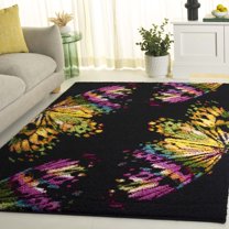 Safavieh Fiesta Augustin Floral Shag Area Rug, Black/Yellow, 4' x 6'