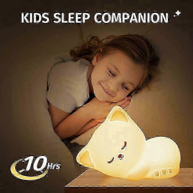 Night light for kids cat lamp, 7 colors cute night light for kids night light, tap control baby nigh 26-27s