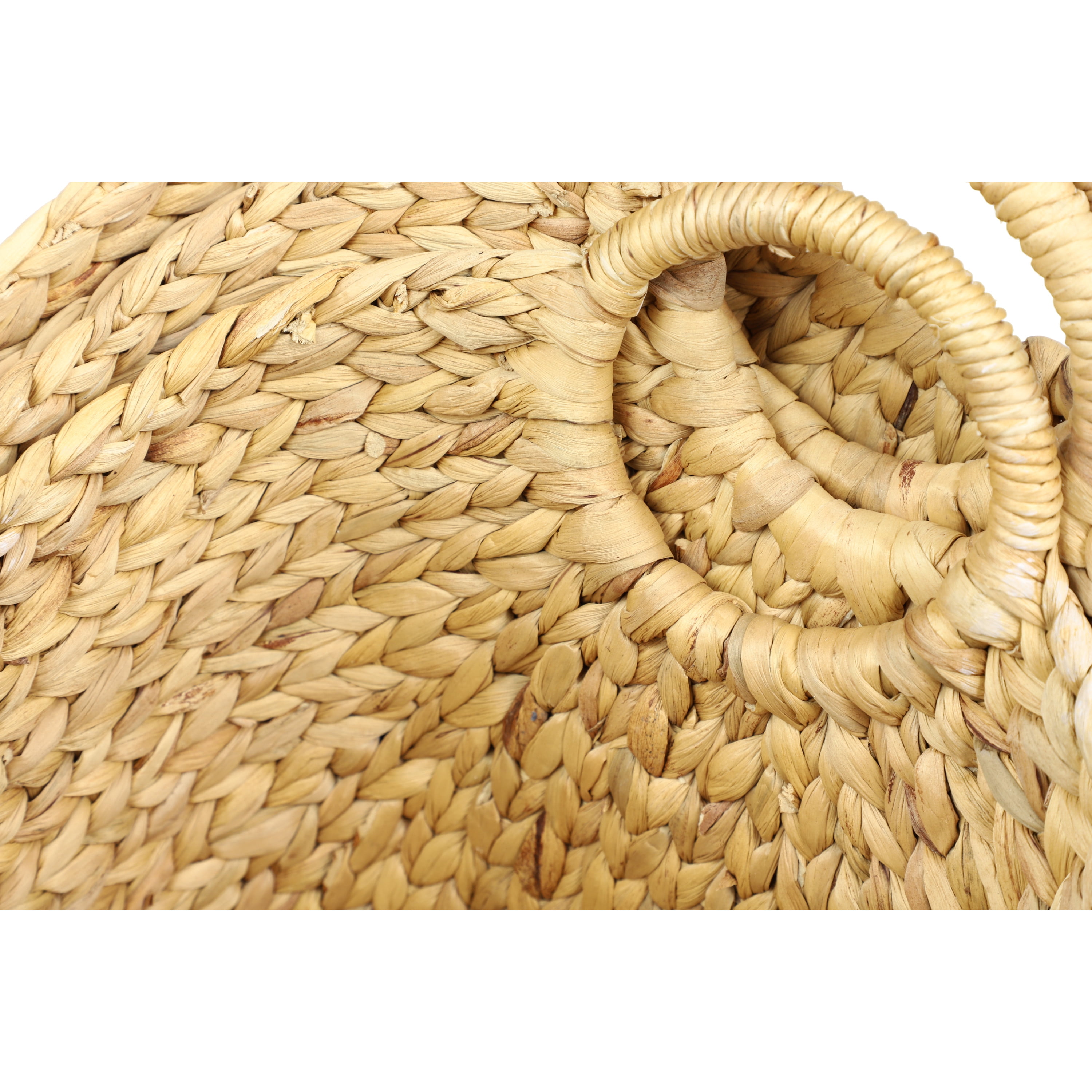 CosmoLiving by Cosmopolitan 17", 15", 13", 12"W Brown Seagrass Handmade Two Toned Storage Basket with Handles, 4-Pieces