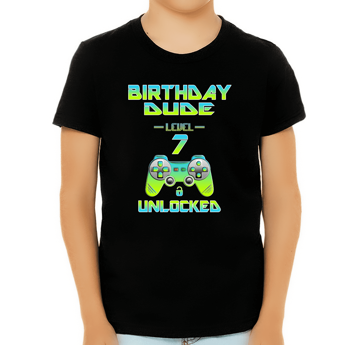 Kids Level 7 Unlocked 7 Years Old Video Gamer Birthday Gift Boys T-Shirt