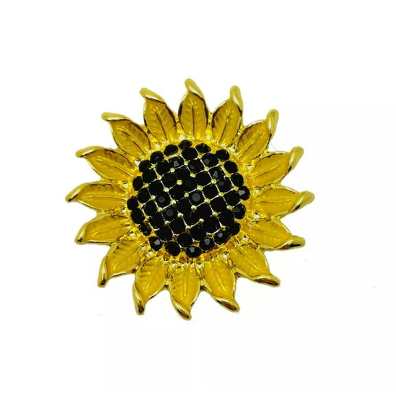 HOOUN 3D Crystal Sunflower Chunk Charm Snap Button Fit 18mm Snap Jewelry DIY