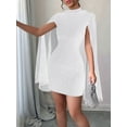 thumbnail image 6 of Women'S Elegant Long Sleeve Flutter Sleeve Bodycon Dress with Rhinestone Detail Step Skirt White M, 6 of 7