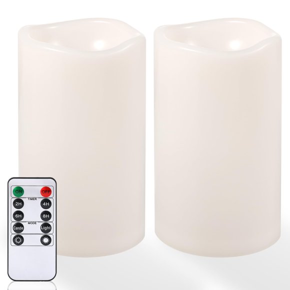 Velas sin llama Nurada, grandes, impermeables, LED, 30 x 12 cm, paquete de 2