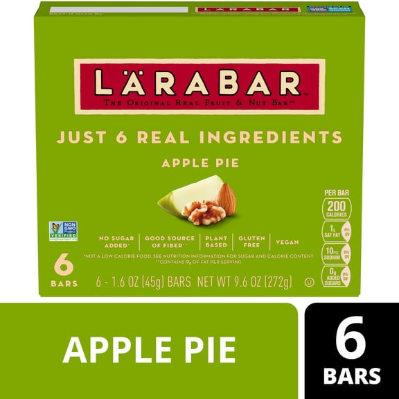 Larabar Apple Pie Fruit and Nut Bars, Gluten Free and Vegan, 9.6 oz, 6 Count