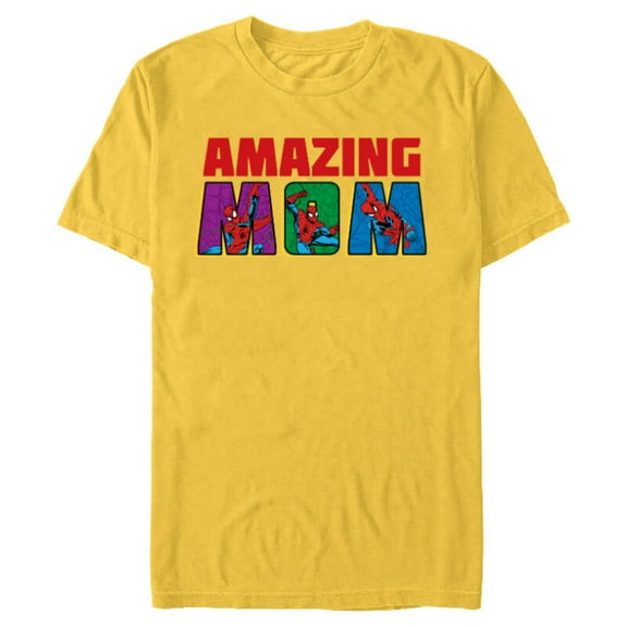 Marvel Spider-Man Amazing Mom Birthday Mother’s Day - Short Sleeve Blended T-Shirt for Adults - Customized-Yellow