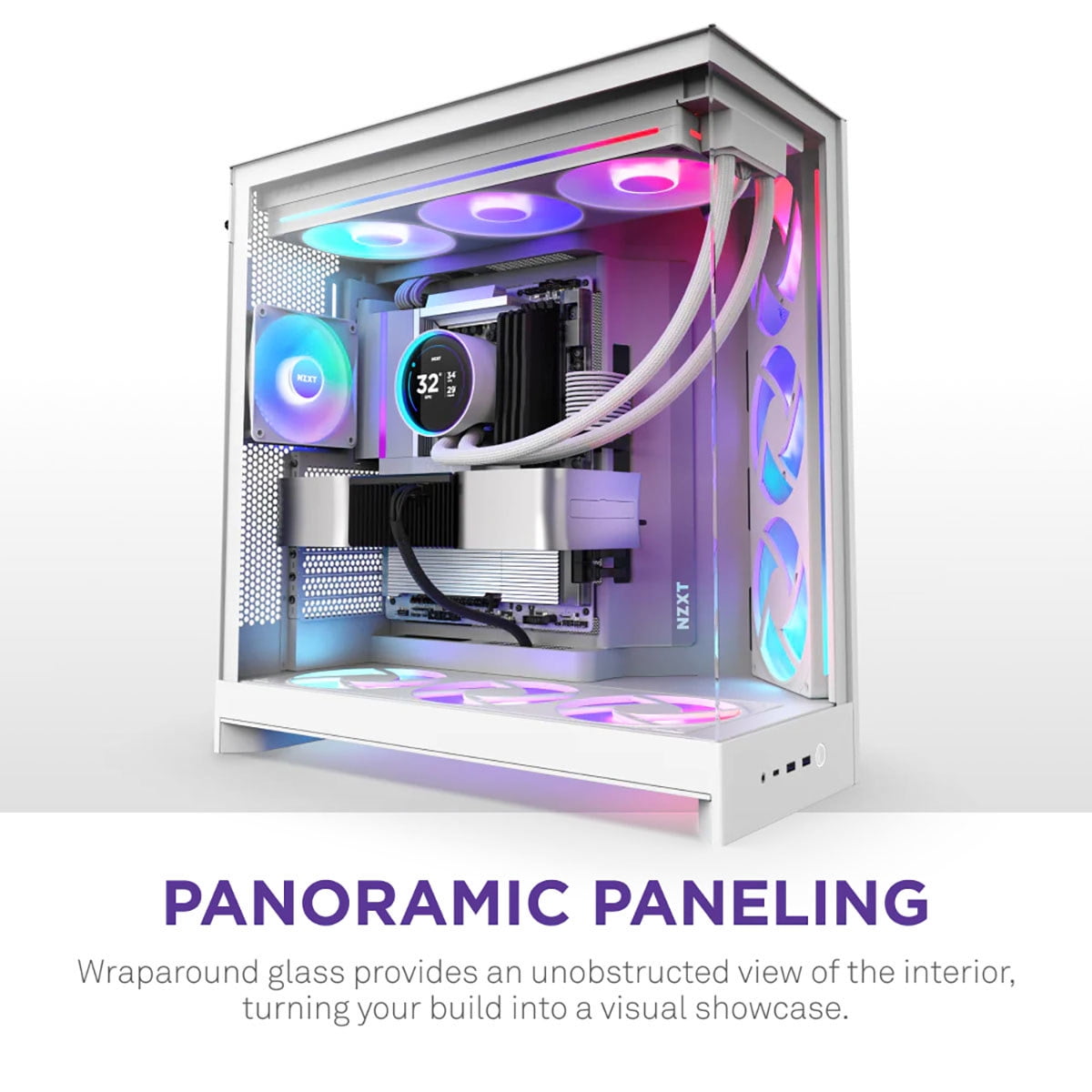 NZXT CMH92FWR1 H9 Flow RGB ATX Mid-Tower PC Case Dual Chamber White