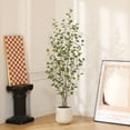 thumbnail image 3 of 6ft Artificial Eucalyptus Plant in Oval White Pot - Easy to Assemble and Disassemble, Perfect for Home or Office Decor, 3 of 5