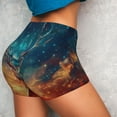 thumbnail image 4 of Easygdp Celestial Stag Cosmic Glow Yoga Shorts with Pockets for Women,Women's Biker Shorts Workout Gym Running Volleyball,Tummy Control-Small, 4 of 8
