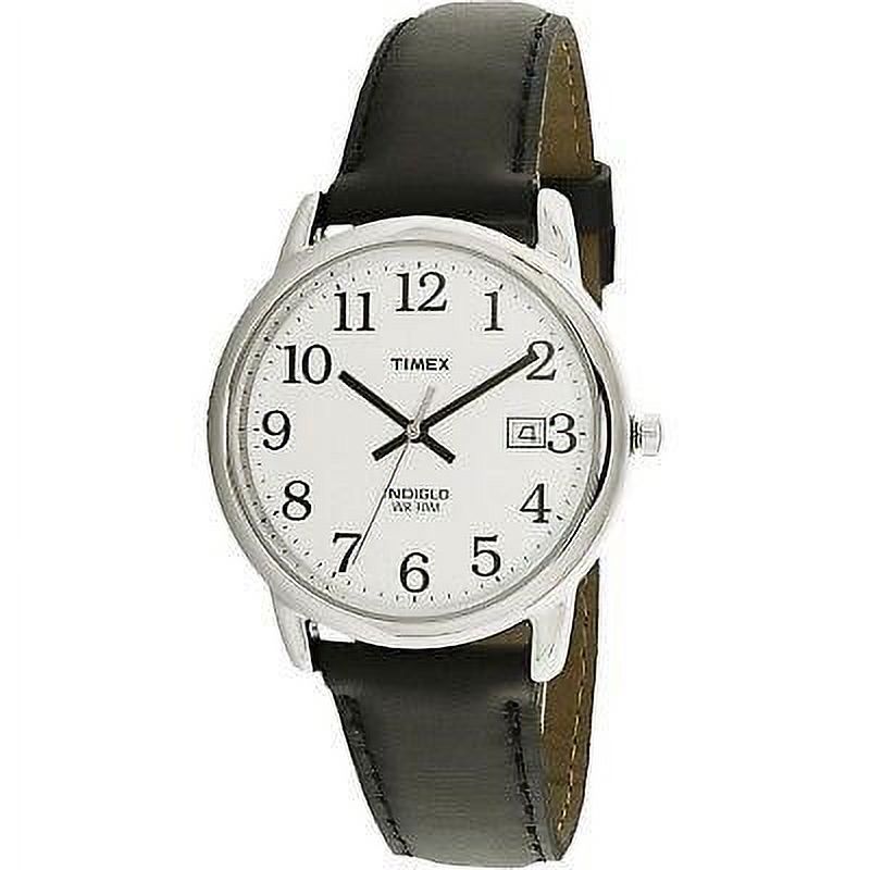 Timex Men's Easy Reader Date Black/Silver/White 35mm Casual Watch, Leather Strap - image 3 of 5