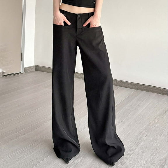 Hauaitttt Women's Casual Mid Waist Cargo Jeans Stretch Wide Leg Denim Pants with Pockets Womens plus Size Casual Pants 3x Business Casual Pants Women Women Casual Summer Pants Pants for Women plus