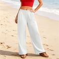 thumbnail image 3 of Admvng Women's Linen Pants Casual Summer Breathable Trousers with Pockets, 3 of 5