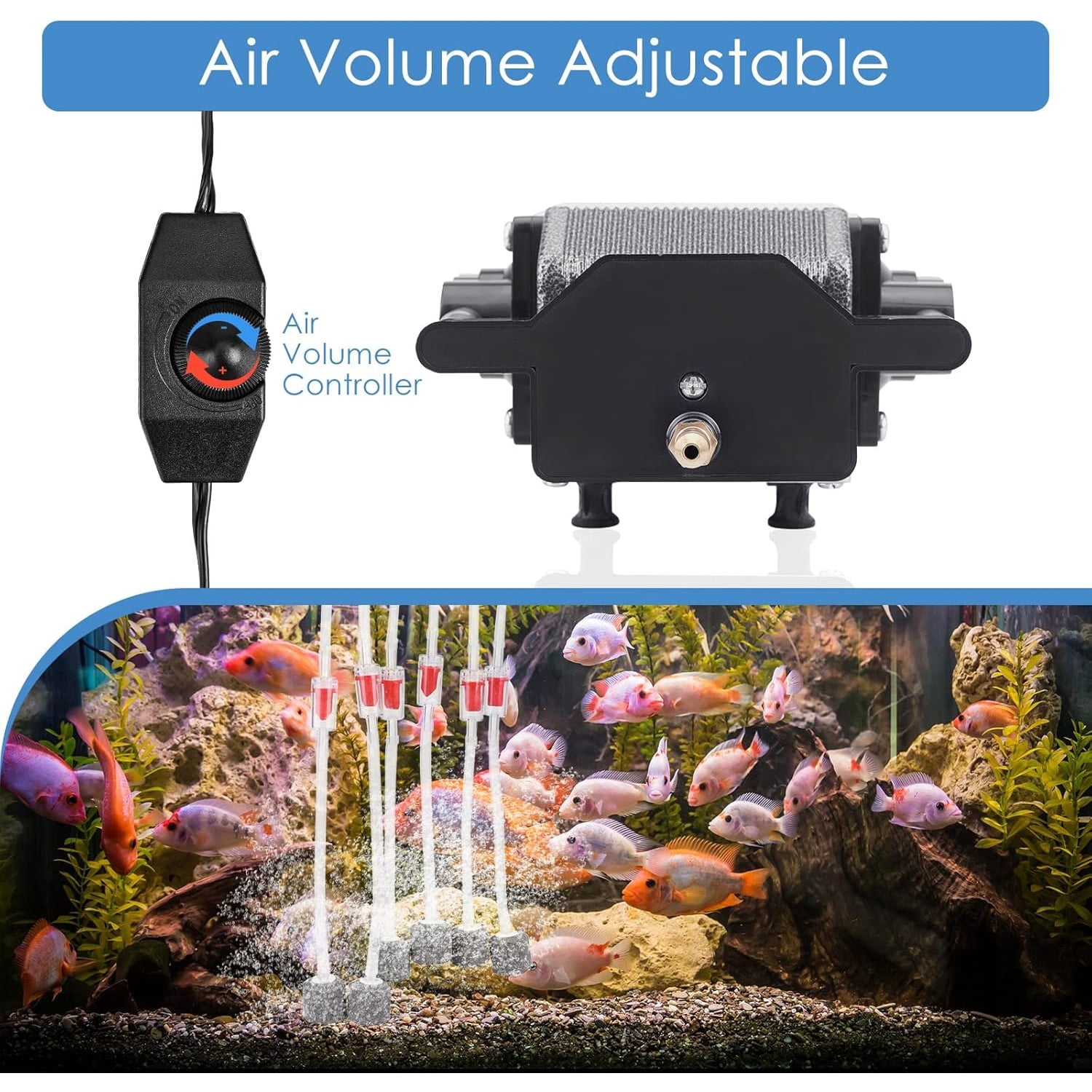 Quiet Aquarium Air Pump 200/317/475GPH High Pressure Commercial Air Pump Pond Aerator Bubbler Hydroponics Air Pump Oxygen Pump