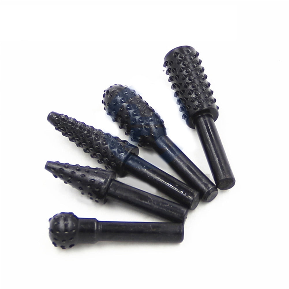 5PCS Woodworking Rotary Burr Set Wood Carving File Rasp Drill Bit 1/4" 6mm Shank