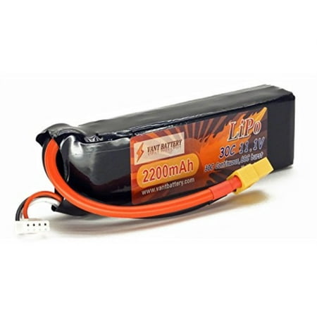 11.1V 2200mAh 3S Cell 30C-60C LiPo Battery Pack w/ XT60 XT-60 Connector Plug (Airplane Helicopter Quadcopter Multirotor Drone UAV FPV 3S2200-20D