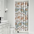 thumbnail image 2 of Small Stall Narrow Shower Curtain 36"W x 72"L – Tropical Bohemian Leaves, Mid-Century Abstract Boho Botanical Bathroom Decor, Vintage Floral Palm Leaf Pattern, Rustic Tribal Folk Style, 2 of 5