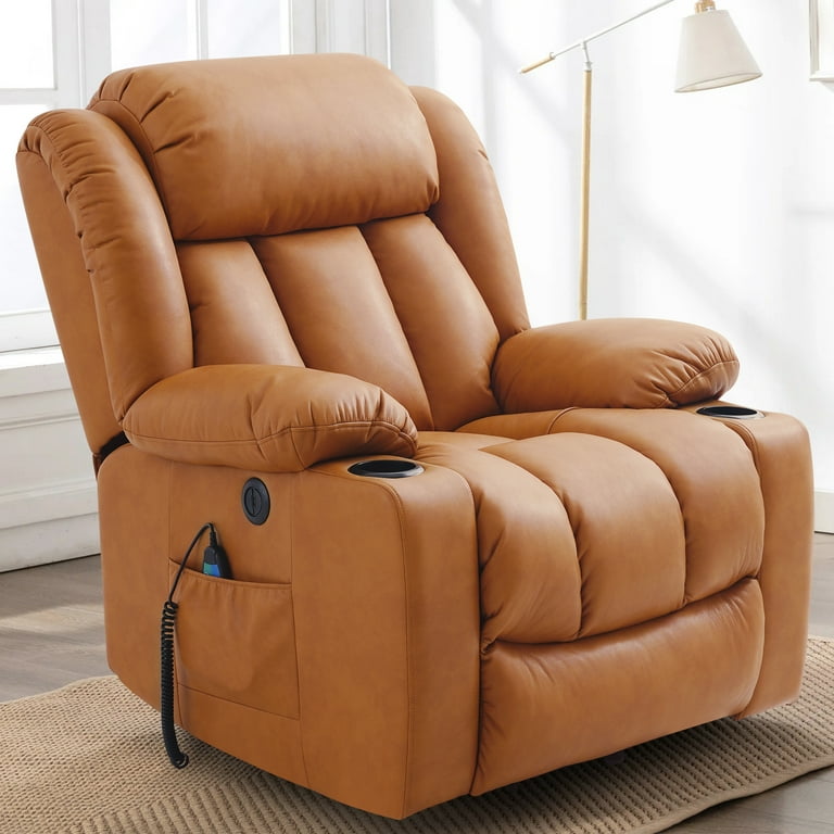 Genuine Leather Dual Okin Motor Lift Chairs Recliners for Elderly Wide Seat Living Room Sofa Latitude Run Body Fabric: Brown