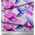 thumbnail image 2 of Soimoi Poly Georgette Fabric Flowers & Feather Printed Fabric 1 Yard 52 Inch Wide, 2 of 3