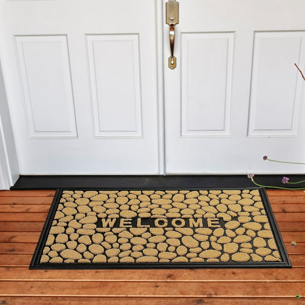 Mibao Half Round Door Mat, NonSlip Entrance Way Rug, 24" x 36