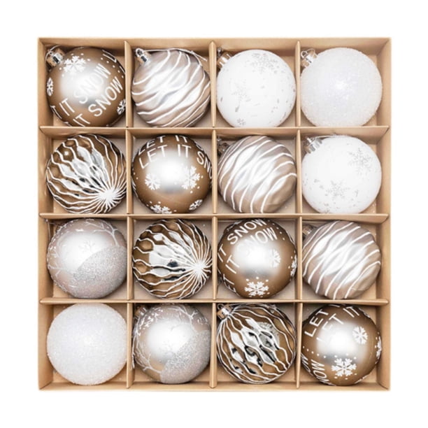 16x Bolas Navideñas Adornos Navideños Colgantes Bolas Colgantes Blanco plateado