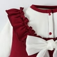 thumbnail image 4 of Mercatoo Baby Girls Autumn Jumpsuit Outfit Long Sleeved Ruffle Bow Color Matching Set Toddler Baby Girls Fall Winter Clothes, 4 of 9