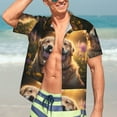 thumbnail image 7 of Sikiie Sunset Daisy Dog Print Men's Hawaiian Shirt, Summer Beach Button Pocket Short Sleeve T-Shirt,XX-Large, 7 of 7