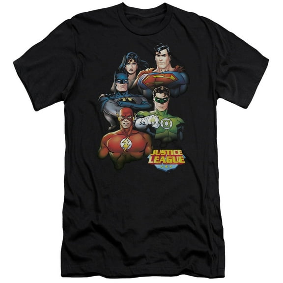 JLA Justice League Group Portrait S/S Adult 30/1 T-Shirt Black
