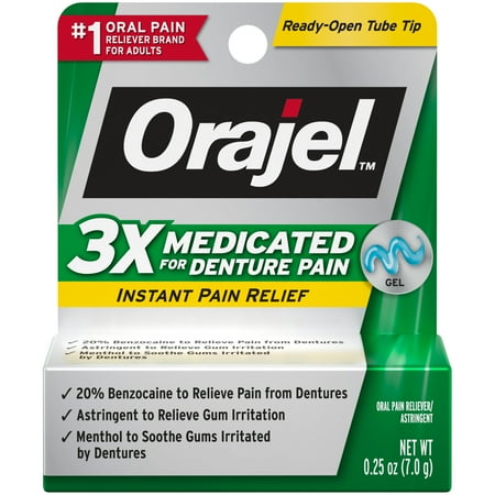 Orajel 3X Medicated For Denture Pain Gel .25 OZ