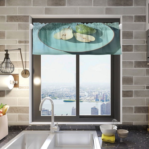 BZSMCE Alance Curtains Green Pear Design Modern Style Pattern Window Curtain Valance 52W" x 18L" for Kitchen Living Room Bedroom