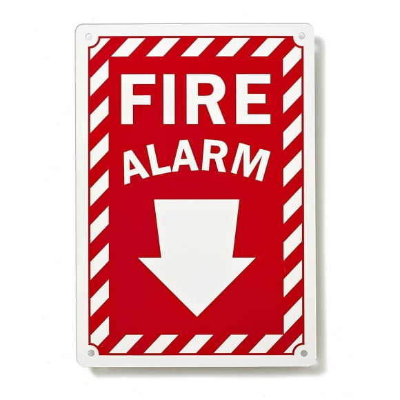 Fire Alarm Sign, With Arrow Down, 7" x 10" 0.40 Aluminum, Fade Resistance, Indoor/Outdoor Use, USA MADE By My Sign Center