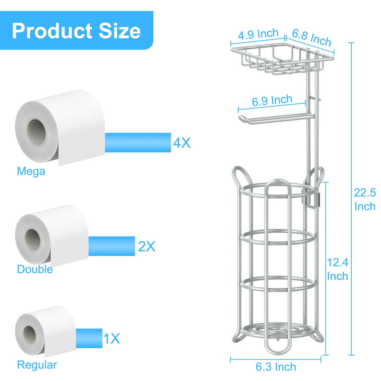 Toilet Paper Holder Stand with Shelf for Phone, Bathroom Free