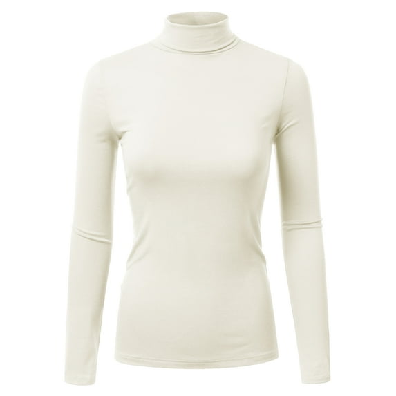 Doublju Women's Long Sleeve Turtleneck Lightweight Pullover Top Sweater with Plus Size