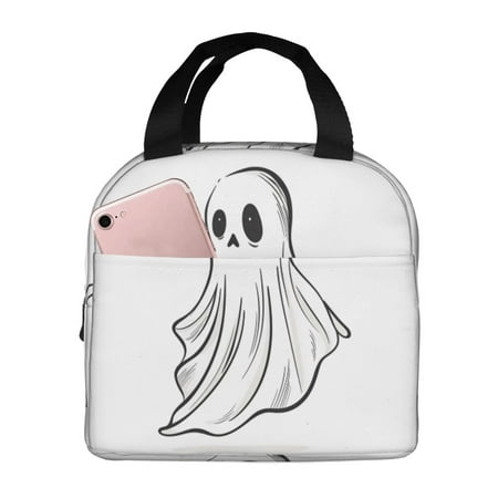 Insulated Lunch Bag for Women Men - Cute Ghost Simple Drawing Leakproof Cooler Lunch Box for Women Men  Lunch Tote Bags for Work School Picnic Travel