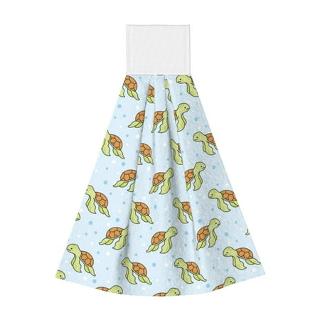 

Adobk Cartoon Sea Turtle Print Coral Velvet Hand Wipes Fashion Hanging Kitchen Towel for Bathroom Washcloth Absorbent Tie Towel