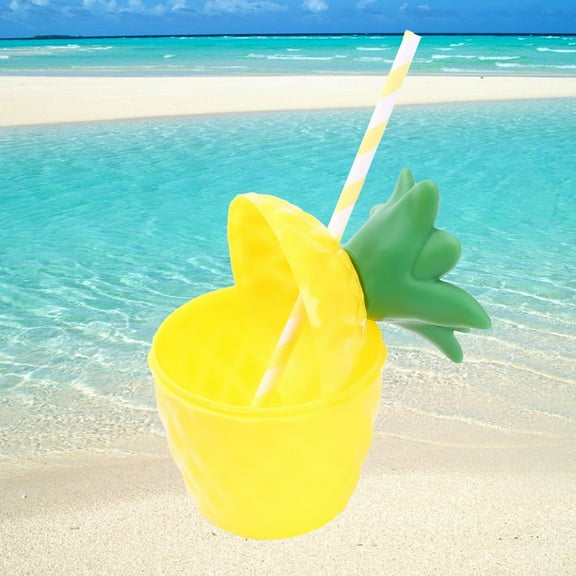 GOOHOCHY Adorable Yellow Pineapple Drink Cups for Tropical Party Use Made of Sturdy Plastic 5.5 Inches