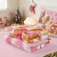 thumbnail image 5 of Manfei Nutcracker Zipper Twin Comforter Sets with Fitted Sheet and 2 Pillowcases Christmas Zipper Bedding Set, Lilac White, Pink Reversible, 5 of 7