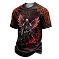 thumbnail image 2 of Dwelliawo Men's Gothic Horror Short Sleeve Trendy T Shirt Crew Neck Rose Skull Graphic Halloween Pullover Red XL, 2 of 4