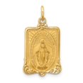 thumbnail image 1 of FB Jewels 14K Yellow Gold Solid Polished Satin Medium Re Caratangle Framed Miraculous Medal Pendant, 1 of 4