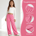 thumbnail image 3 of Sweatpants for Girls 12-14,Girls OverSized Wide Leg Sweatpants Kids Baggy Sweat Pants for Girls Drawstring Waist Straight Leg Joggers with Pockets, 3 of 6