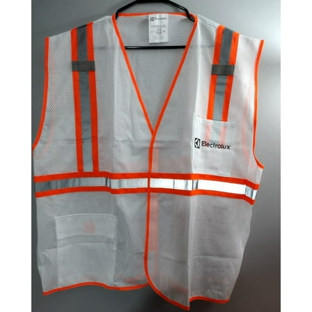 PRIME GUARD High Visibility Hazmat PPE Safety Vest, Neon White Mesh, Reflective Orange Stripes, 2 Silver Bands (2XL)